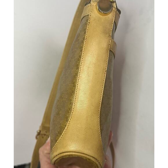 Authentic CELINE Macadam Canvas Shoulder Bag crossbody PVC Beige Gold BA4269 - Picture 11 of 15